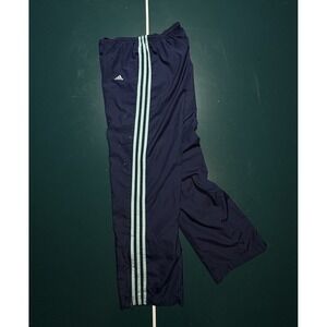 Vintage Adidas Track Pants Men's Medium Blue Striped Baggy Wide Leg Y2K